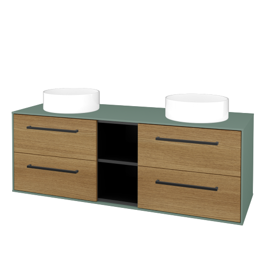 Skrinka pod umývadlo KVADRO SZZ4O2 140 (umývadla Circo)  - M18 Mint mat - Úchytka T06 - D29 Honey - Nie