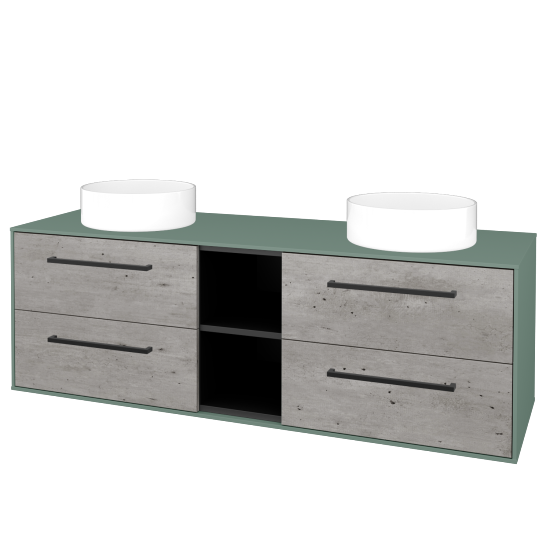 Skrinka pod umývadlo KVADRO SZZ4O2 150 (umývadla Circo)  - M18 Mint mat - Úchytka T06 - D01 Betón - Nie