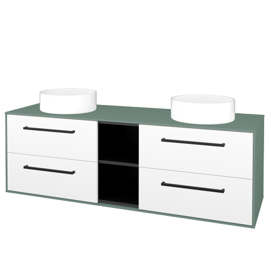 Skrinka pod umývadlo KVADRO SZZ4O2 150 (umývadla Circo)  - M18 Mint mat - Úchytka T06 - N01 Biela lesk - Nie