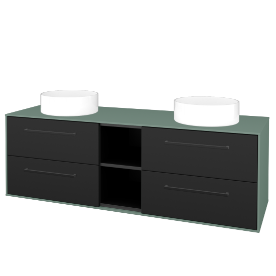 Skrinka pod umývadlo KVADRO SZZ4O2 150 (umývadla Circo)  - M18 Mint mat - Úchytka T06 - N03 Graphite - Nie