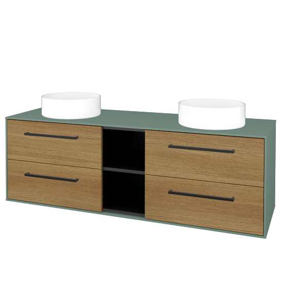 Skrinka pod umývadlo KVADRO SZZ4O2 150 (umývadla Circo)  - M18 Mint mat - Úchytka T06 - D29 Honey - Nie