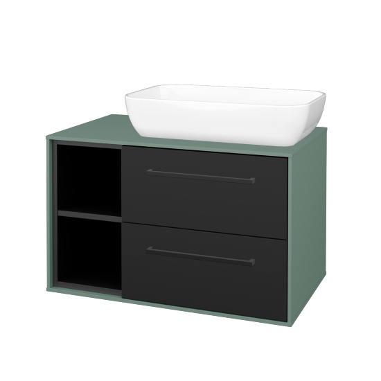 Skrinka pod umývadlo KVADRO SZZ2O2L 80 (umývadlo Felis 1)  - M18 Mint mat - Úchytka T06 - N03 Graphite - Nie