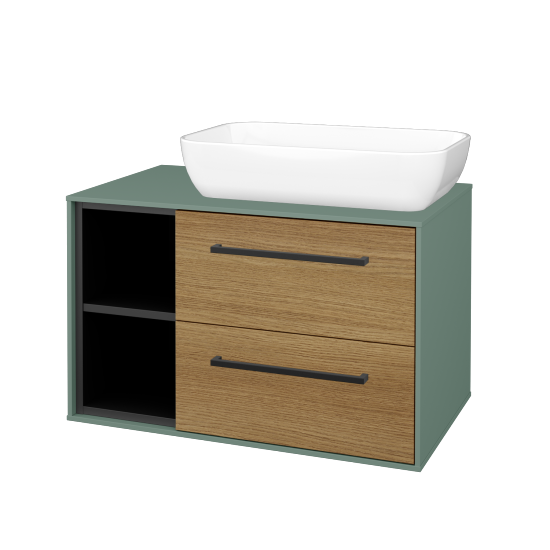 Skrinka pod umývadlo KVADRO SZZ2O2L 80 (umývadlo Felis 1)  - M18 Mint mat - Úchytka T06 - D29 Honey - Nie
