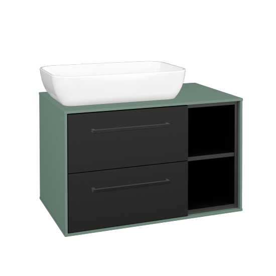 Skrinka pod umývadlo KVADRO SZZ2O2P 80 (umývadlo Felis 1)  - M18 Mint mat - Úchytka T06 - N03 Graphite - Nie