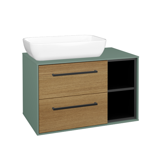 Skrinka pod umývadlo KVADRO SZZ2O2P 80 (umývadlo Felis 1)  - M18 Mint mat - Úchytka T06 - D29 Honey - Nie