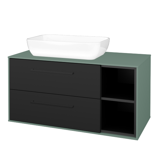 Skrinka pod umývadlo KVADRO SZZ2O2P 100 (umývadlo Felis 1)  - M18 Mint mat - Úchytka T06 - N03 Graphite - Nie