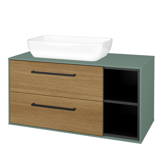 Skrinka pod umývadlo KVADRO SZZ2O2P 100 (umývadlo Felis 1)  - M18 Mint mat - Úchytka T06 - D29 Honey - Nie