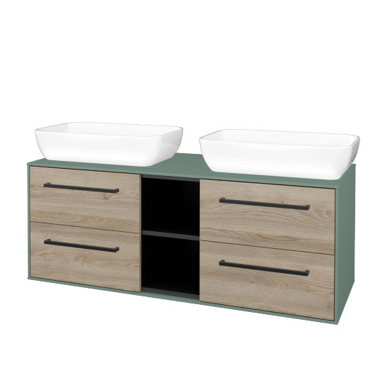 Skrinka pod umývadlo KVADRO SZZ4O2 130 (umývadla Felis 1)  - M18 Mint mat - Úchytka T06 - D17 Colorado - Nie