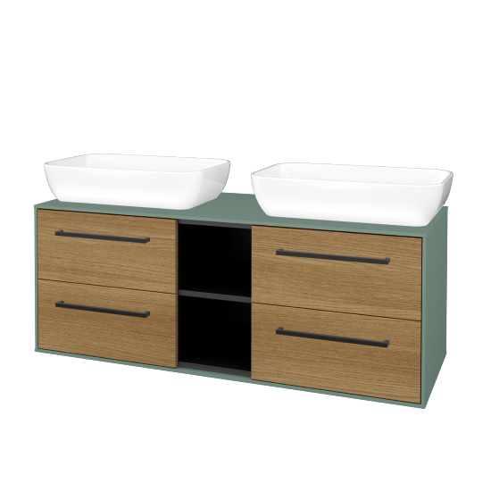 Skrinka pod umývadlo KVADRO SZZ4O2 130 (umývadla Felis 1)  - M18 Mint mat - Úchytka T06 - D29 Honey - Nie