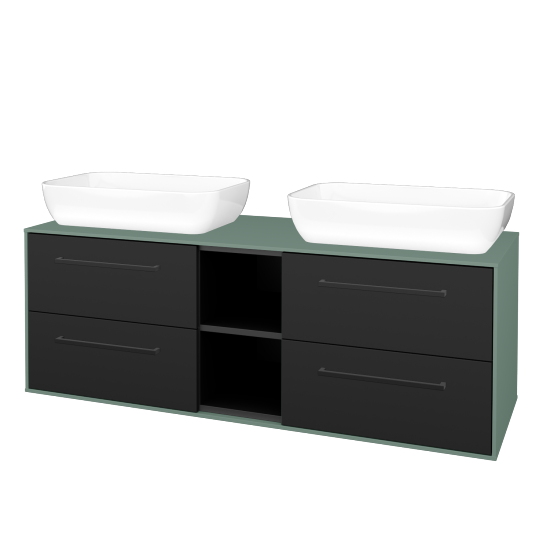 Skrinka pod umývadlo KVADRO SZZ4O2 140 (umývadla Felis 1)  - M18 Mint mat - Úchytka T06 - N03 Graphite - Nie