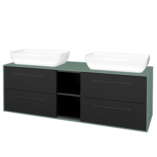 Skrinka pod umývadlo KVADRO SZZ4O2 150 (umývadla Felis 1)  - M18 Mint mat - Úchytka T06 - N03 Graphite - Nie