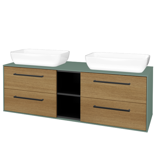 Skrinka pod umývadlo KVADRO SZZ4O2 150 (umývadla Felis 1)  - M18 Mint mat - Úchytka T06 - D29 Honey - Nie