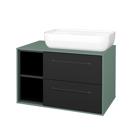 Skrinka pod umývadlo KVADRO SZZ2O2L 80 (umývadlo Felis 2)  - M18 Mint mat - Úchytka T06 - N03 Graphite - Nie