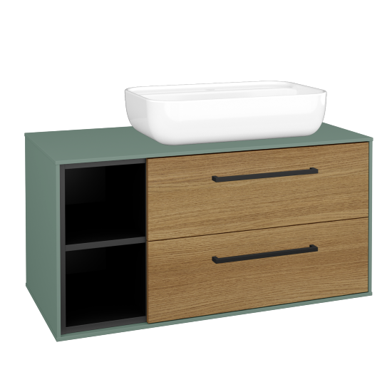 Skrinka pod umývadlo KVADRO SZZ2O2L 100 (umývadlo Felis 2)  - M18 Mint mat - Úchytka T06 - D29 Honey - Nie