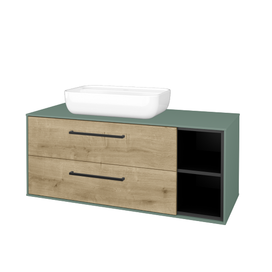 Skrinka pod umývadlo KVADRO SZZ2O2P 120 (umývadlo Felis 2)  - M18 Mint mat - Úchytka T06 - D09 Arlington - Nie