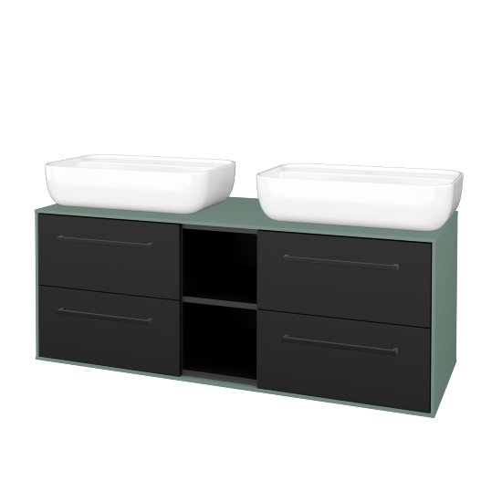 Skrinka pod umývadlo KVADRO SZZ4O2 130 (umývadla Felis 2)  - M18 Mint mat - Úchytka T06 - N03 Graphite - Nie