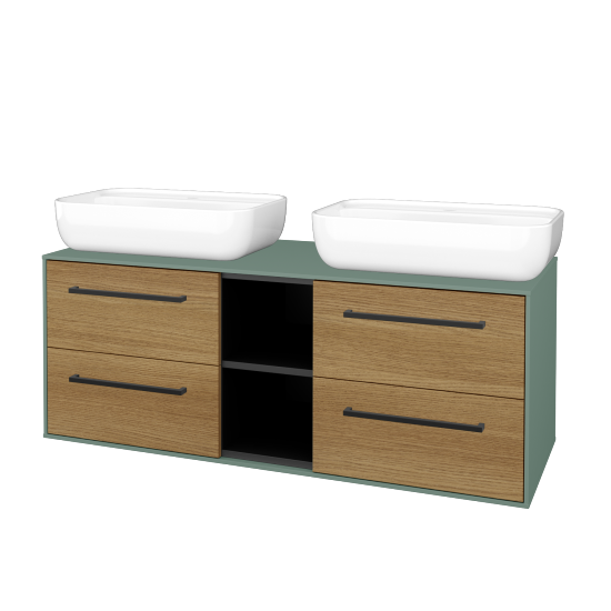 Skrinka pod umývadlo KVADRO SZZ4O2 130 (umývadla Felis 2)  - M18 Mint mat - Úchytka T06 - D29 Honey - Nie