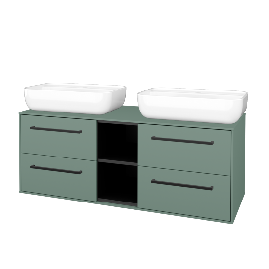 Skrinka pod umývadlo KVADRO SZZ4O2 130 (umývadla Felis 2)  - M18 Mint mat - Úchytka T06 - M18 Mint mat - Nie