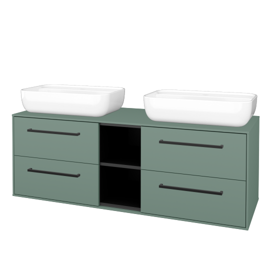 Skrinka pod umývadlo KVADRO SZZ4O2 140 (umývadla Felis 2)  - M18 Mint mat - Úchytka T06 - M18 Mint mat - Nie