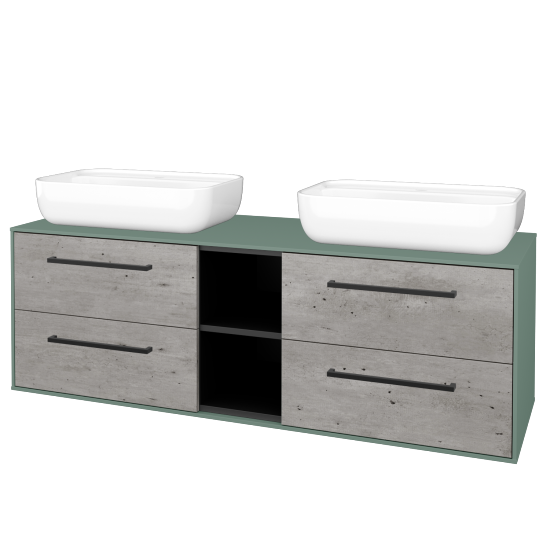 Skrinka pod umývadlo KVADRO SZZ4O2 150 (umývadla Felis 2)  - M18 Mint mat - Úchytka T06 - D01 Betón - Nie