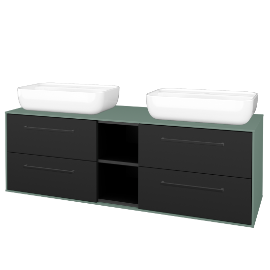Skrinka pod umývadlo KVADRO SZZ4O2 150 (umývadla Felis 2)  - M18 Mint mat - Úchytka T06 - N03 Graphite - Nie