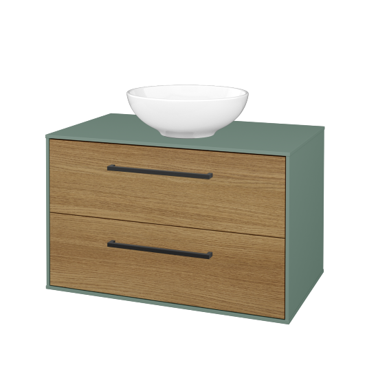 Skrinka pod umývadlo KVADRO SZZ2 80 (umývadlo Nikolo 1)  - M18 Mint mat - Úchytka T06 - D29 Honey - Nie