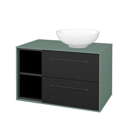 Skrinka pod umývadlo KVADRO SZZ2O2L 80 (umývadlo Nikolo 1)  - M18 Mint mat - Úchytka T06 - N03 Graphite - Nie