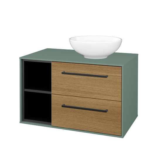 Skrinka pod umývadlo KVADRO SZZ2O2L 80 (umývadlo Nikolo 1)  - M18 Mint mat - Úchytka T06 - D29 Honey - Nie