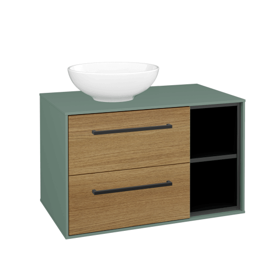 Skrinka pod umývadlo KVADRO SZZ2O2P 80 (umývadlo Nikolo 1)  - M18 Mint mat - Úchytka T06 - D29 Honey - Nie