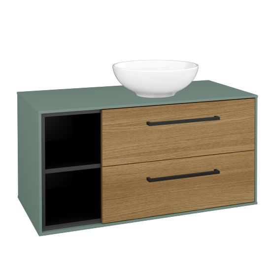 Skrinka pod umývadlo KVADRO SZZ2O2L 100 (umývadlo Nikolo 1)  - M18 Mint mat - Úchytka T06 - D29 Honey - Nie