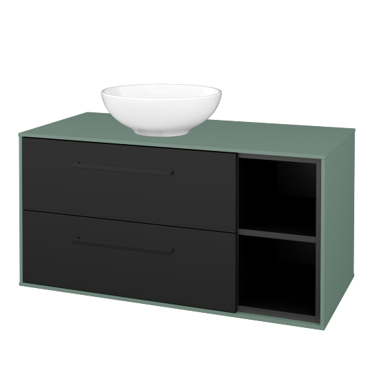 Skrinka pod umývadlo KVADRO SZZ2O2P 100 (umývadlo Nikolo 1)  - M18 Mint mat - Úchytka T06 - N03 Graphite - Nie