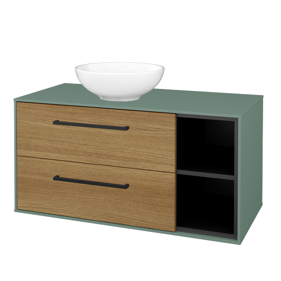 Skrinka pod umývadlo KVADRO SZZ2O2P 100 (umývadlo Nikolo 1)  - M18 Mint mat - Úchytka T06 - D29 Honey - Nie