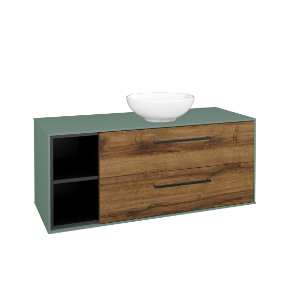 Skrinka pod umývadlo KVADRO SZZ2O2L 120 (umývadlo Nikolo 1)  - M18 Mint mat - Úchytka T06 - D27 Cognac - Nie