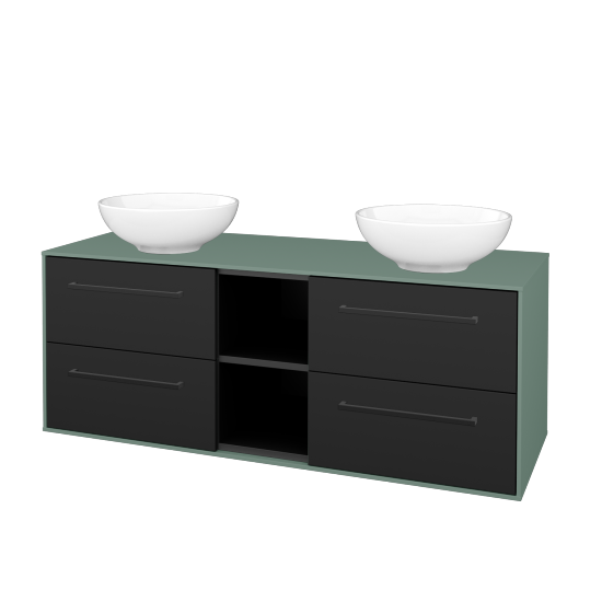 Skrinka pod umývadlo KVADRO SZZ4O2 130 (umývadla Nikolo 1)  - M18 Mint mat - Úchytka T06 - N03 Graphite - Nie