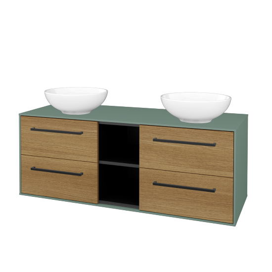 Skrinka pod umývadlo KVADRO SZZ4O2 130 (umývadla Nikolo 1)  - M18 Mint mat - Úchytka T06 - D29 Honey - Nie