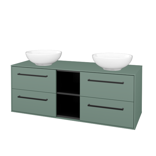 Skrinka pod umývadlo KVADRO SZZ4O2 130 (umývadla Nikolo 1)  - M18 Mint mat - Úchytka T06 - M18 Mint mat - Nie