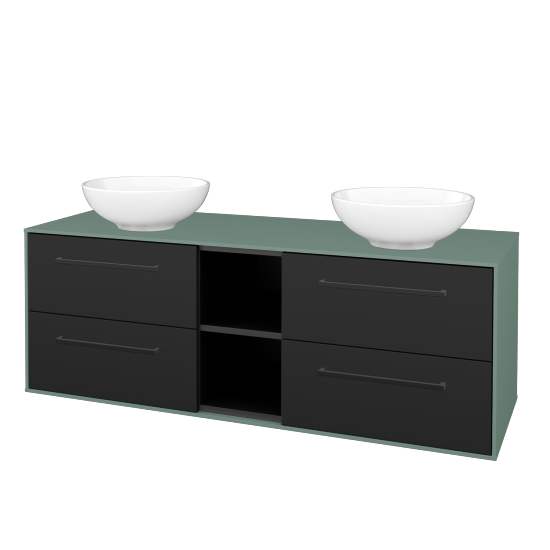 Skrinka pod umývadlo KVADRO SZZ4O2 140 (umývadla Nikolo 1)  - M18 Mint mat - Úchytka T06 - N03 Graphite - Nie