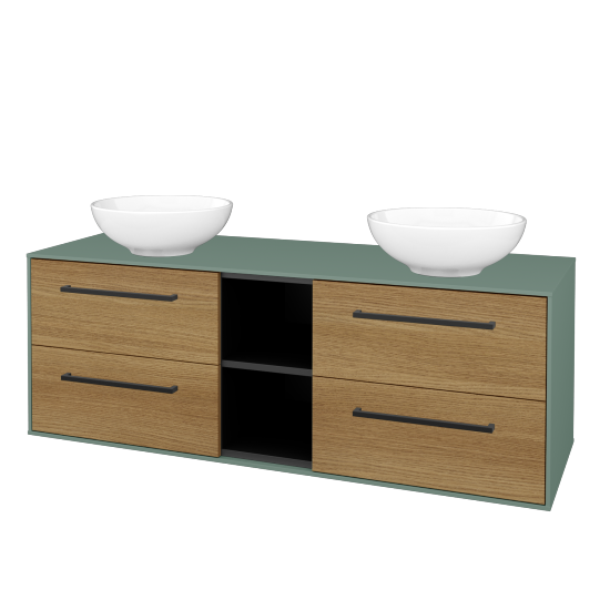 Skrinka pod umývadlo KVADRO SZZ4O2 140 (umývadla Nikolo 1)  - M18 Mint mat - Úchytka T06 - D29 Honey - Nie