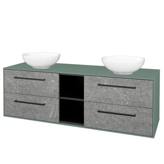 Skrinka pod umývadlo KVADRO SZZ4O2 150 (umývadla Nikolo 1)  - M18 Mint mat - Úchytka T06 - D20 Galaxy - Nie