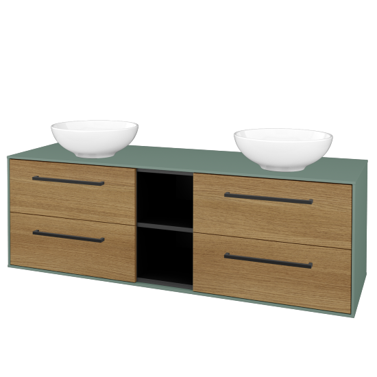 Skrinka pod umývadlo KVADRO SZZ4O2 150 (umývadla Nikolo 1)  - M18 Mint mat - Úchytka T06 - D29 Honey - Nie