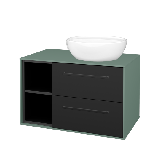 Skrinka pod umývadlo KVADRO SZZ2O2L 80 (umývadlo Nikolo 2)  - M18 Mint mat - Úchytka T06 - N03 Graphite - Nie