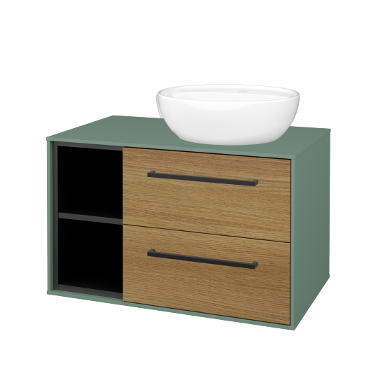 Skrinka pod umývadlo KVADRO SZZ2O2L 80 (umývadlo Nikolo 2)  - M18 Mint mat - Úchytka T06 - D29 Honey - Nie