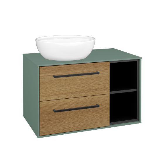Skrinka pod umývadlo KVADRO SZZ2O2P 80 (umývadlo Nikolo 2)  - M18 Mint mat - Úchytka T06 - D29 Honey - Nie