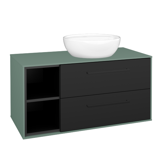 Skrinka pod umývadlo KVADRO SZZ2O2L 100 (umývadlo Nikolo 2)  - M18 Mint mat - Úchytka T06 - N03 Graphite - Nie