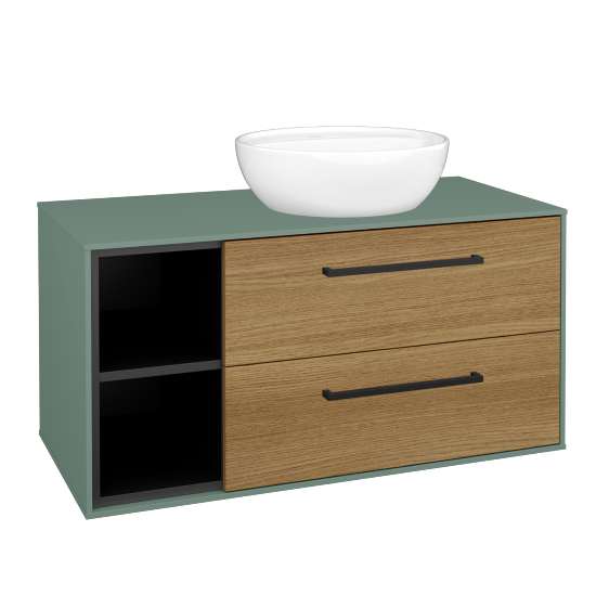 Skrinka pod umývadlo KVADRO SZZ2O2L 100 (umývadlo Nikolo 2)  - M18 Mint mat - Úchytka T06 - D29 Honey - Nie