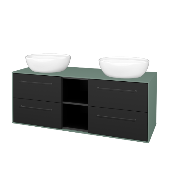 Skrinka pod umývadlo KVADRO SZZ4O2 130 (umývadla Nikolo 2)  - M18 Mint mat - Úchytka T06 - N03 Graphite - Nie
