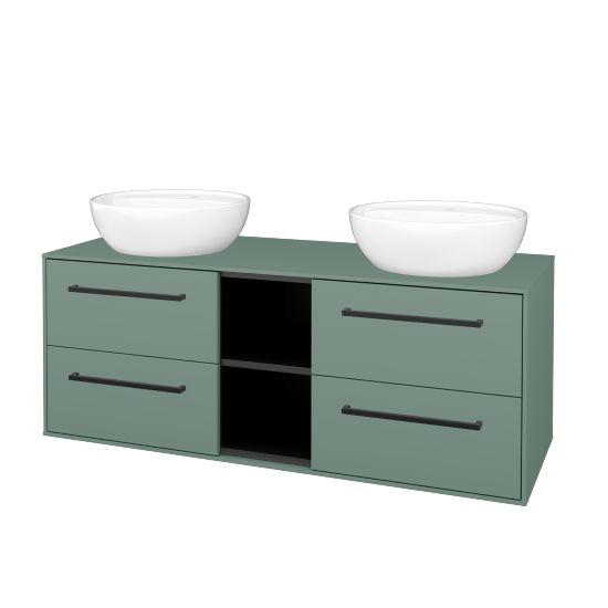Skrinka pod umývadlo KVADRO SZZ4O2 130 (umývadla Nikolo 2)  - M18 Mint mat - Úchytka T06 - M18 Mint mat - Nie