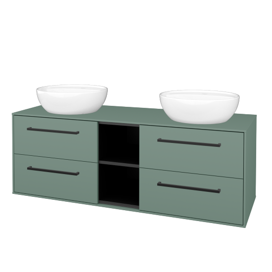 Skrinka pod umývadlo KVADRO SZZ4O2 140 (umývadla Nikolo 2)  - M18 Mint mat - Úchytka T06 - M18 Mint mat - Nie