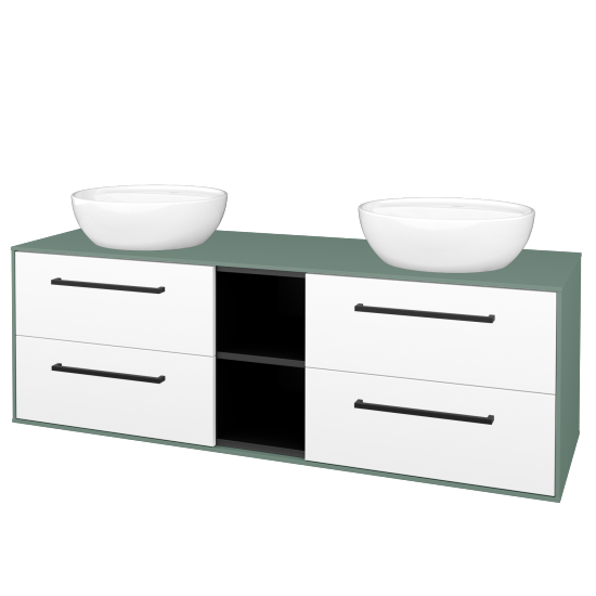 Skrinka pod umývadlo KVADRO SZZ4O2 150 (umývadla Nikolo 2)  - M18 Mint mat - Úchytka T06 - N01 Biela lesk - Nie