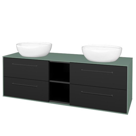 Skrinka pod umývadlo KVADRO SZZ4O2 150 (umývadla Nikolo 2)  - M18 Mint mat - Úchytka T06 - N03 Graphite - Nie